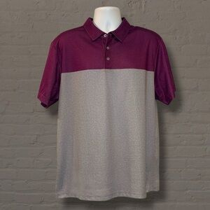PGA TOUR Pro Series XL Golf Polo Shirt Purple Gray Colorblock Moisture Wicking